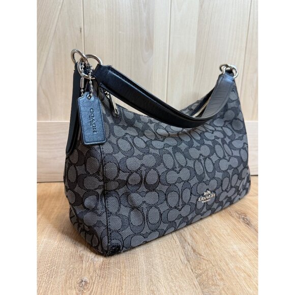 Coach East West Celeste Convertible Hobo Signature Bag Black Smoke - Picture 2 of 10